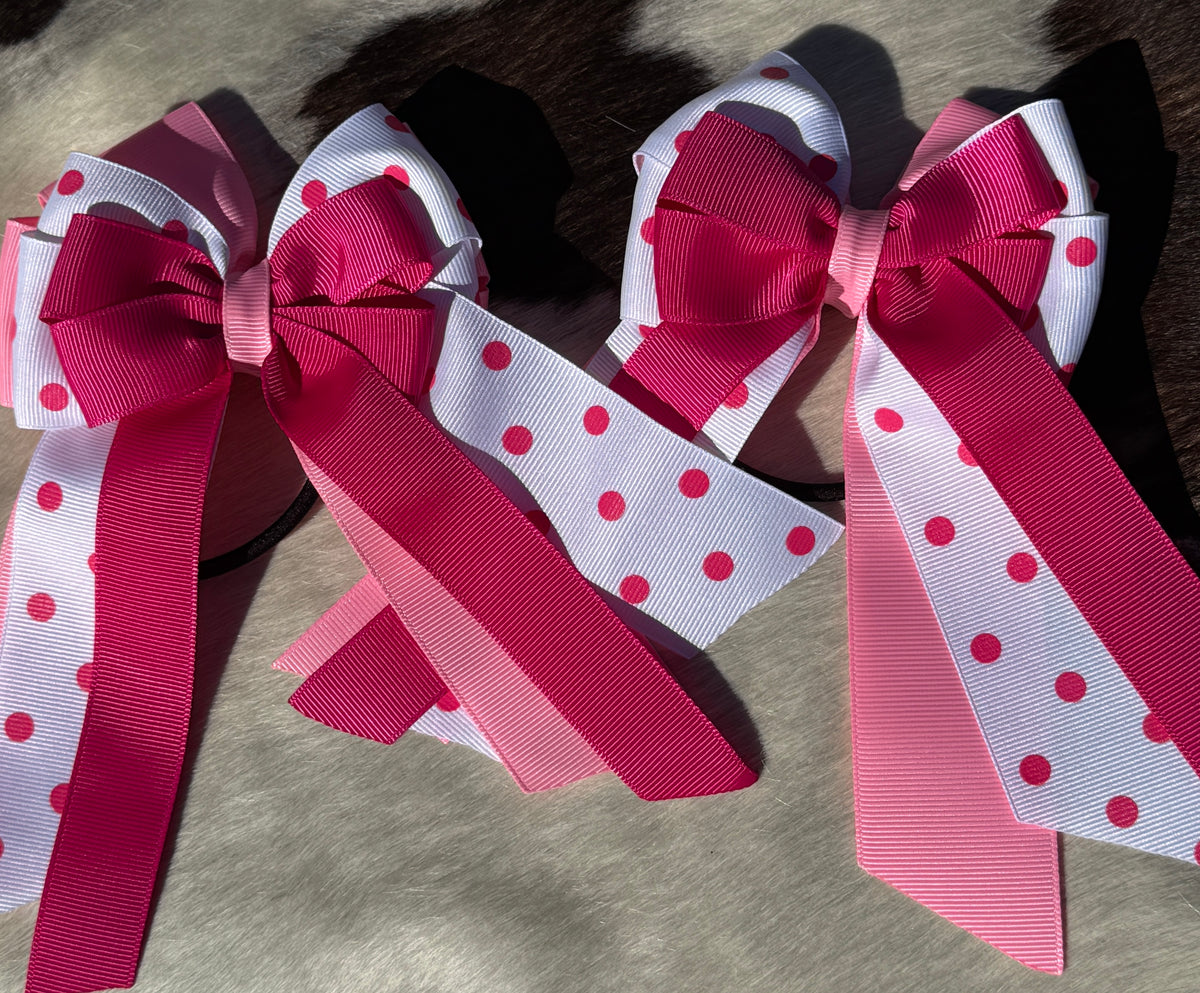 Pink Polka Dot Riding Bows