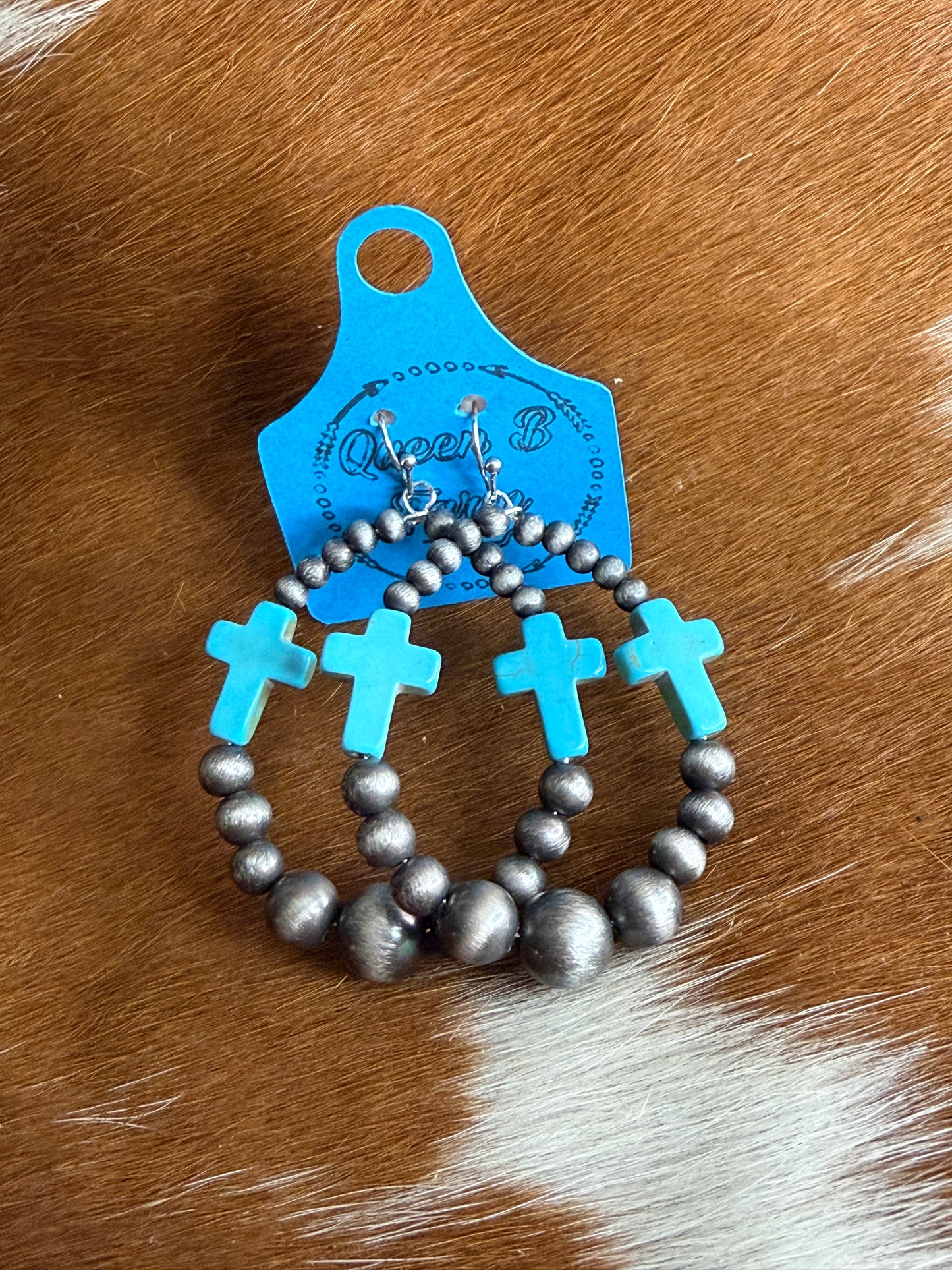 Cross Pearl Hoops