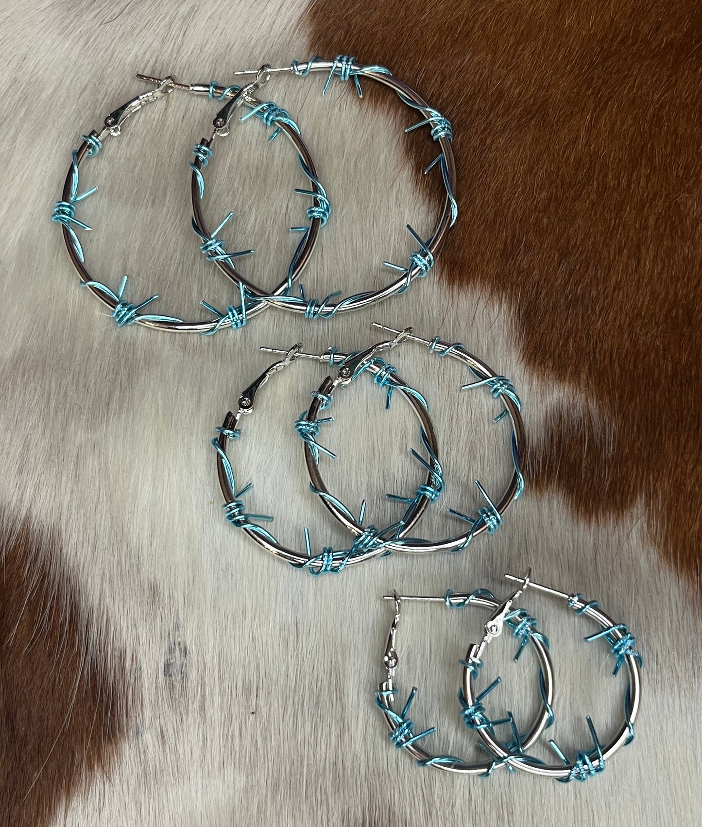 Icy Blue Barbwire Hoops