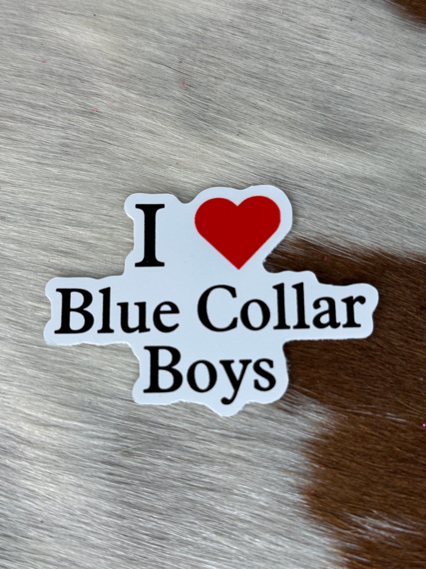 Love Blue Collar Boys Sticker