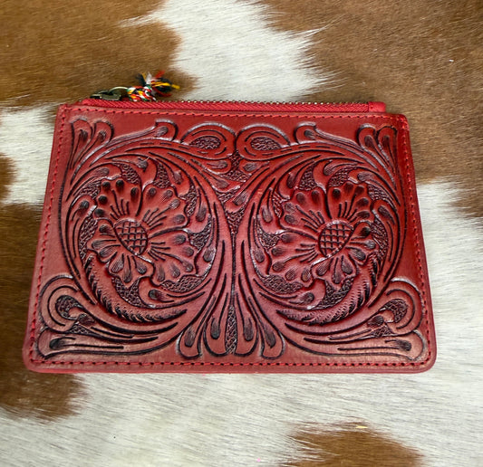 Bloom On The Range Credit Card Wallet In Scarlet