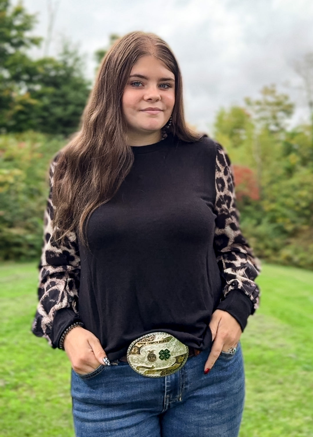 Cheetah Puff Sleeve Top