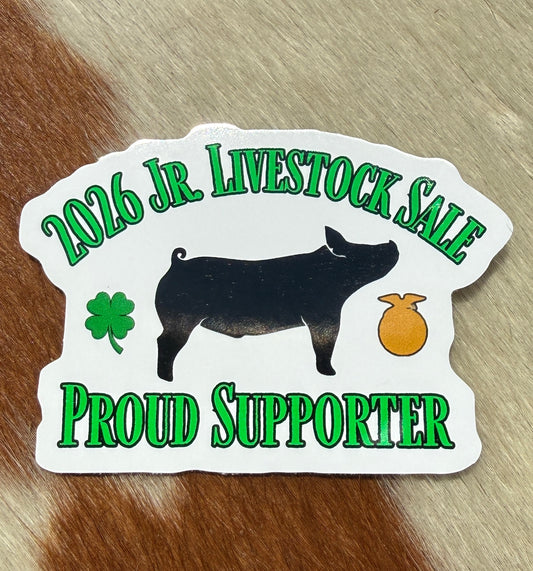 Jr. Livestock Sale Supporter Sticker- Pig