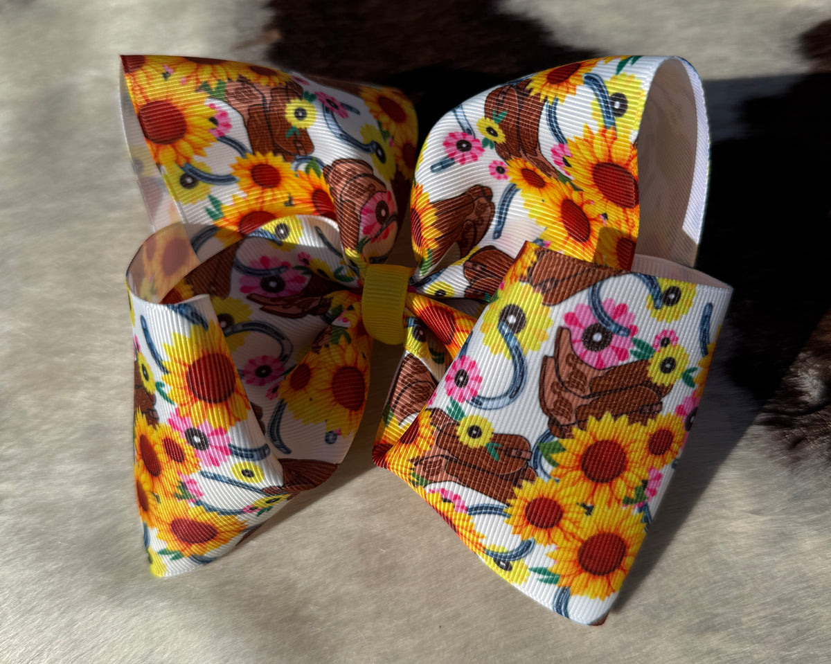 Cowgirl Boots Sunflower Jumbo Hairbow
