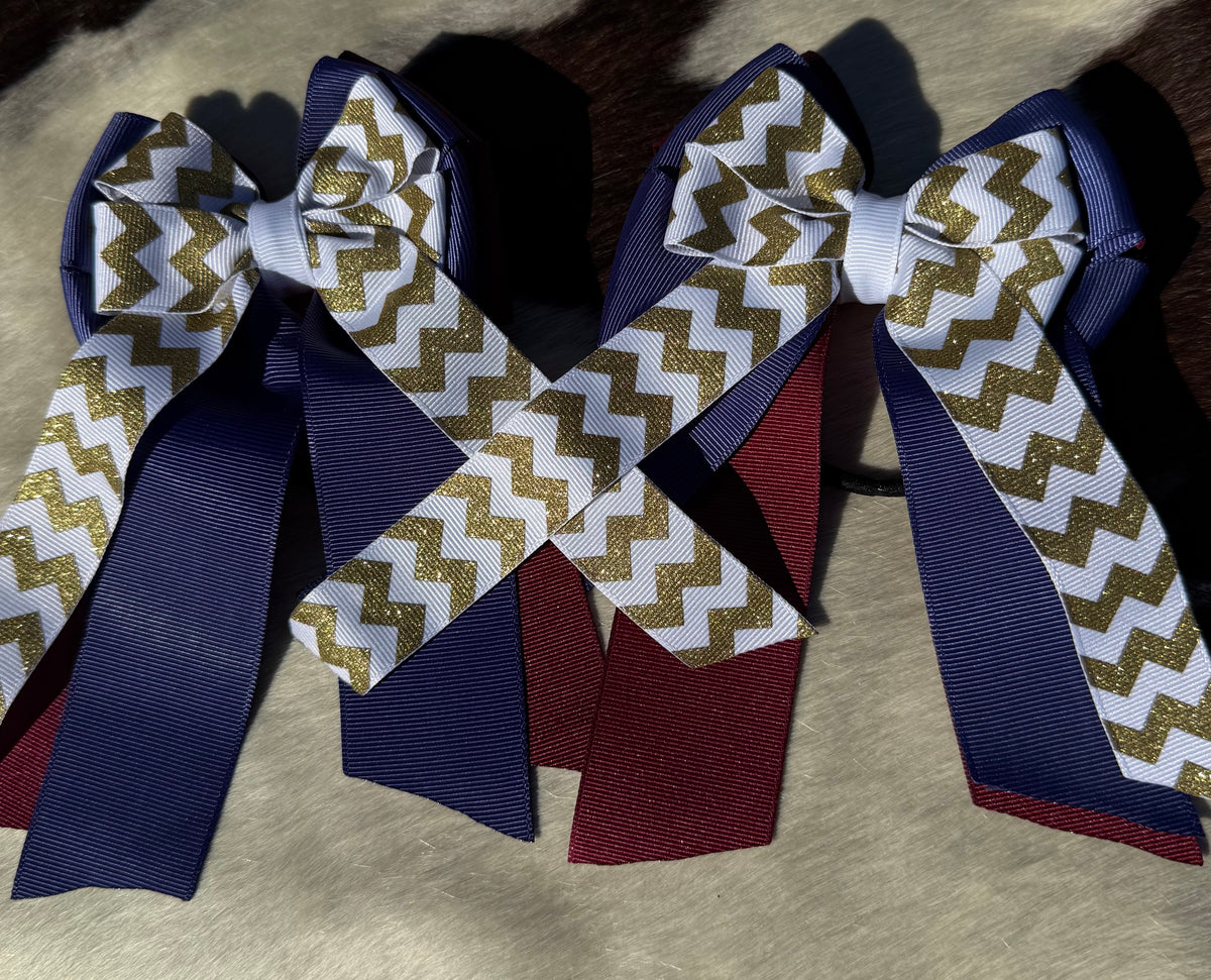 Maroon and Purple Chevron Riding Bows