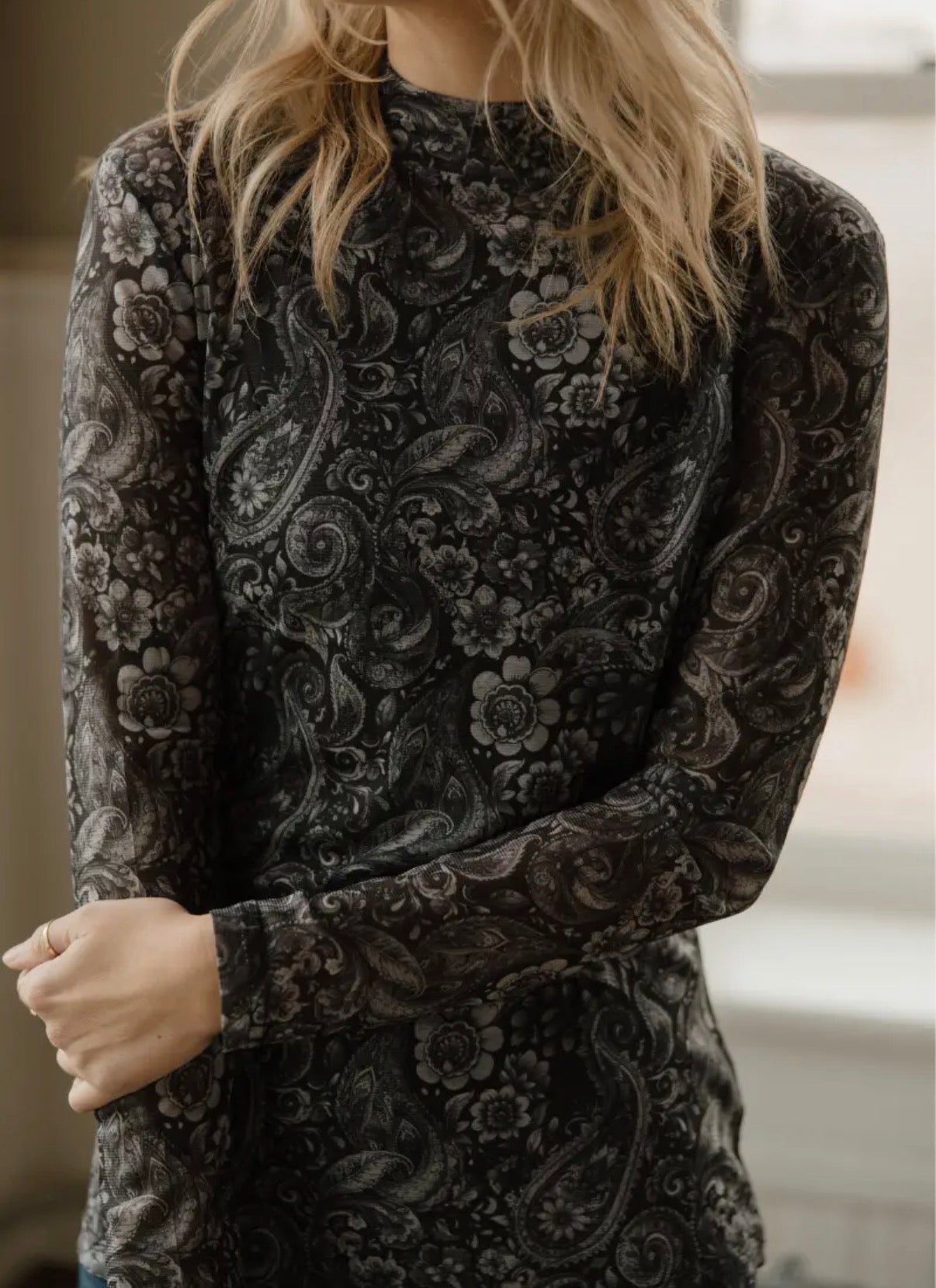Wanted in Paisley Mesh Top