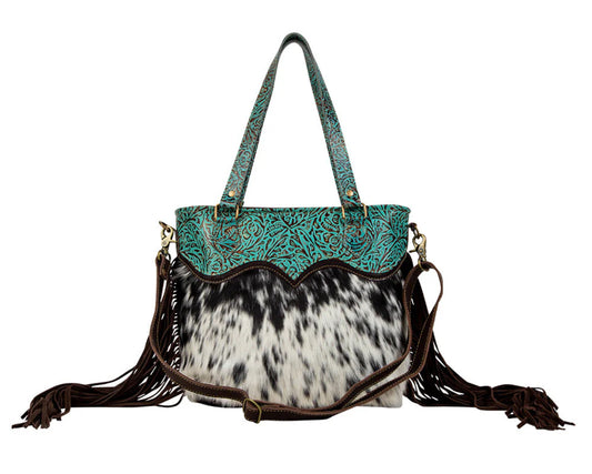 Turquoise Zapata Leather & Hairon Bag