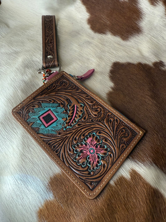 Pride Of Prickly Pears Credit Card Holder In Brown And Blue