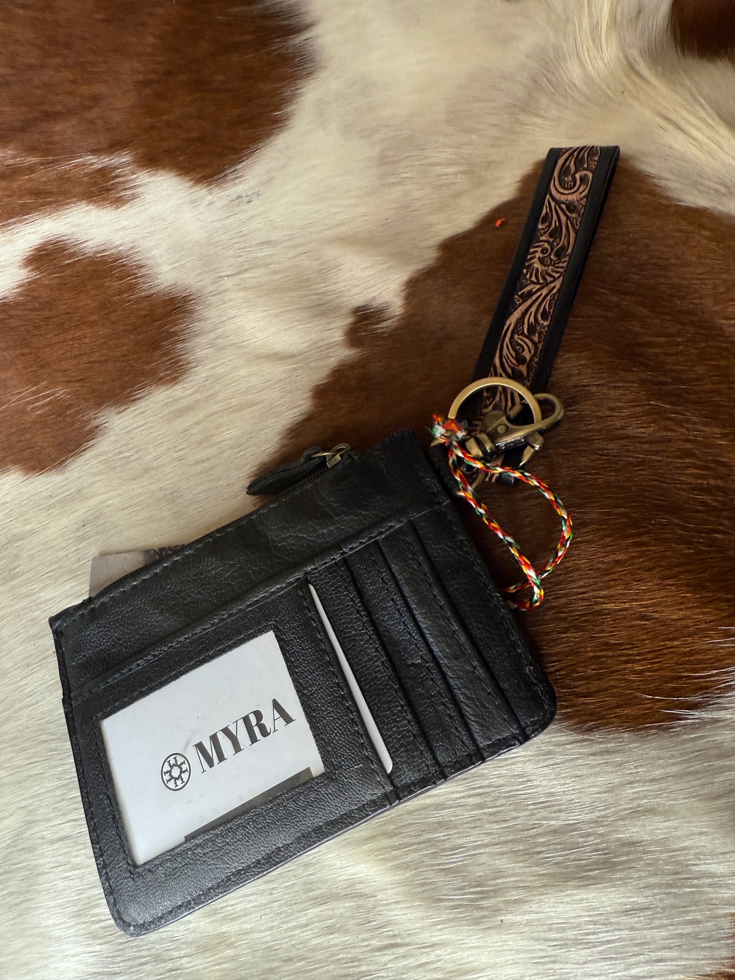 Lone Eclipse Handtooled Hairon Leather Card Holder